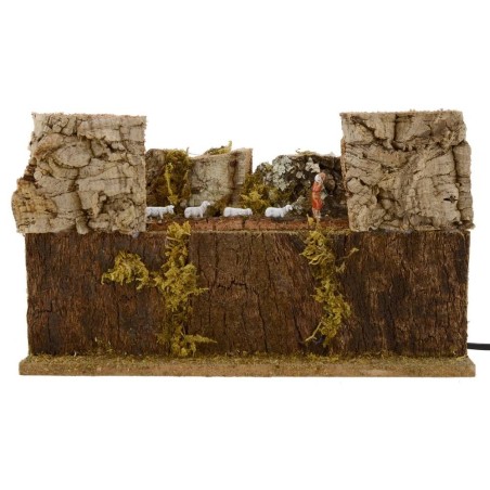 Pastori Landi con pecore al pascolo in movimento per presepe