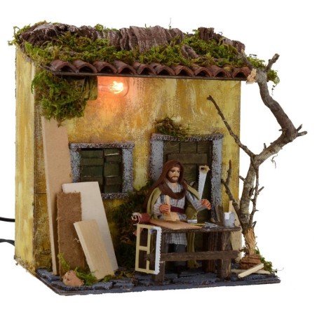 Falegname a doppio movimento cm 10 con casa illuminata