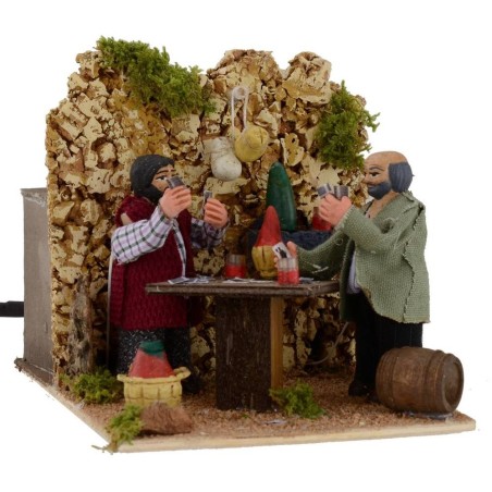 Jugadores de cartas con movimiento doble 8 cm Mundo Pesebres