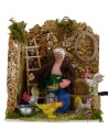 Campesina con gallinas movimiento 8 cm Mondo Presepi