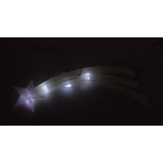 Estrella de cometa 15 cm luz fría con 4 LED a pilas
