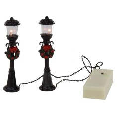 Juego de dos faroles para pesebre con luz a pilas de 2,5x11,5