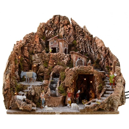 Belén completo con estatuas Landi cm 52x55x48 h con cascada