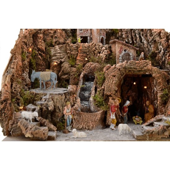 Full presepe of statues Landi cm 52x55x48 h with waterfall