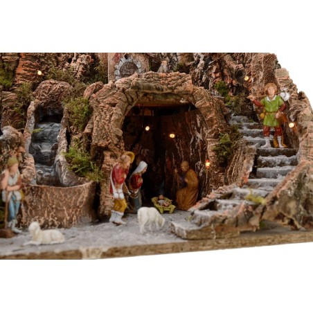 Pesebre completo con estatuas Landi de 52x55x48 cm de altura con cascada.