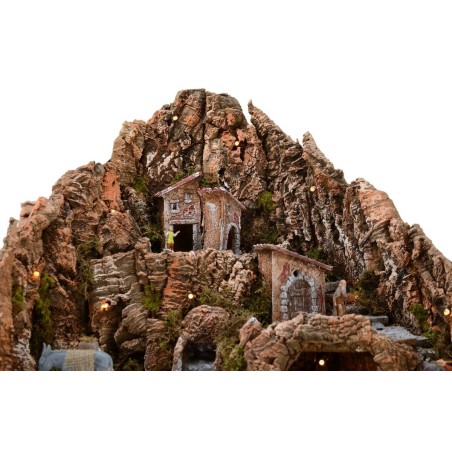 Complete nativity scene with Landi statues cm 52x55x48 h with waterfall