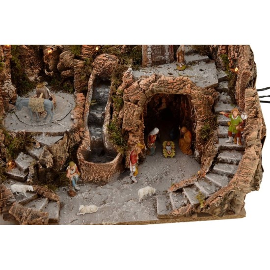Full presepe of statues Landi cm 52x55x48 h with waterfall