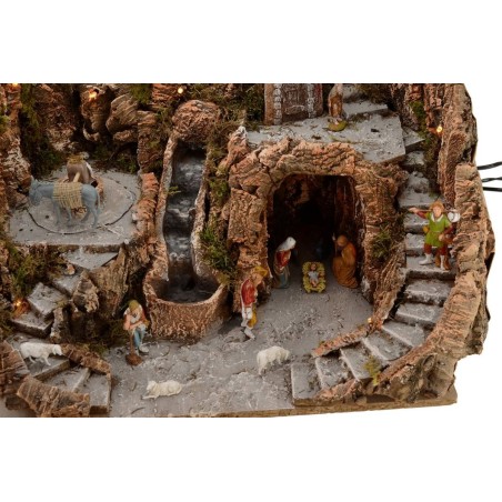 Full presepe of statues Landi cm 52x55x48 h with waterfall