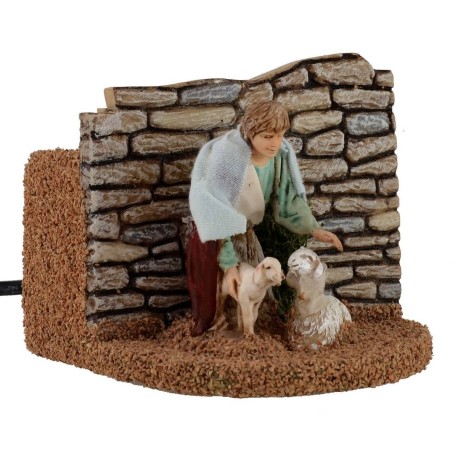 Pastor chino que acaricia la oveja doble movimiento serie 10