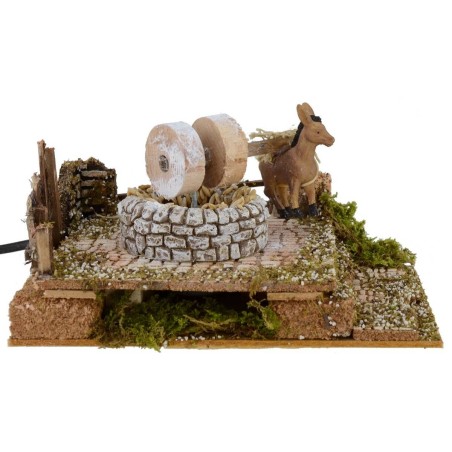 Molino con burro en movimiento 20x14x10h cm Mondo Presepi