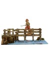 Pescador en el puente con caña de pescar serie 10 cm -
