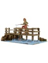 Pescatore sul ponte con canna da pesca serie 10 cm - articoli