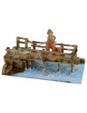 Pescador en el puente con caña de pescar serie 10 cm -