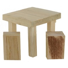 Mesa con taburetes de madera para estatuas de 12 a 15 cm Mundo 2