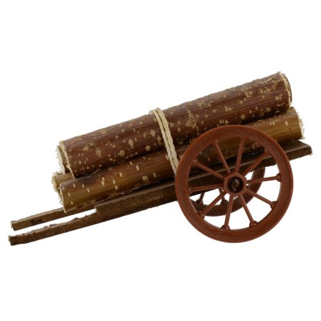 Carro con legna accatastata cm 13x7x6,5 h legna, carro