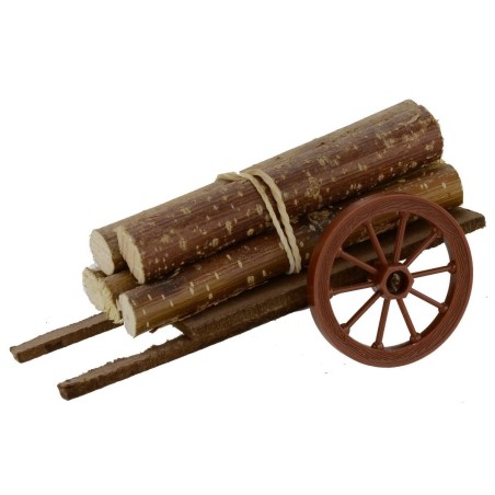 Carro con legna accatastata cm 13x7x6,5 h legna, carro