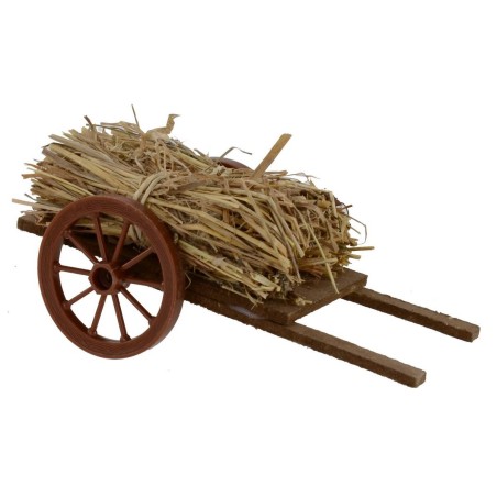 Carro con fascine di paglia cm 13x7x6,5 h Mondo Presepi