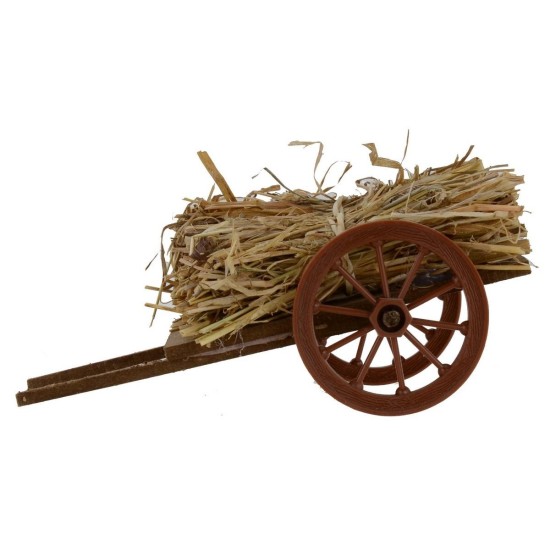 Wagon with straw beams cm 13x7x6, 5 h