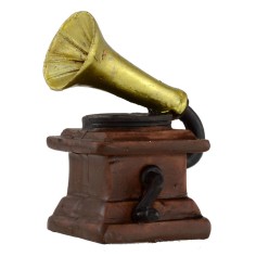 Antique gramophone to crank in resin 3,5x3, 5x7 h cm