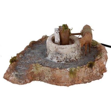 Macina in resina con cavallo in movimento 20x22,5x9 h cm Mondo