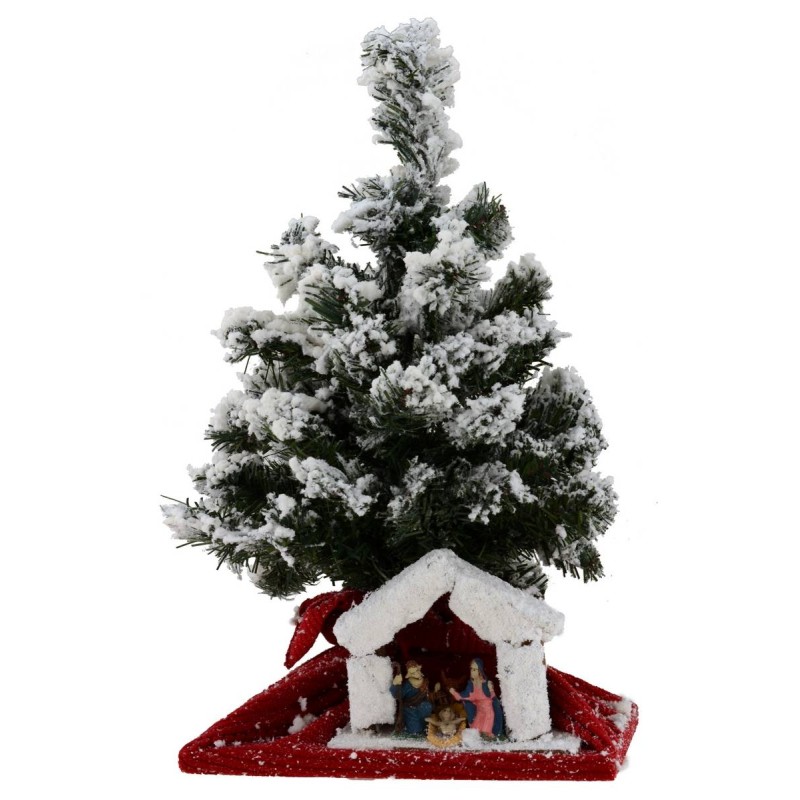Christmas tree grafted 43 cm with Nativity and battery-led