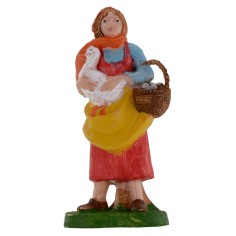 Campesina con oca y cesta de huevos serie de 10 cm en pvc
