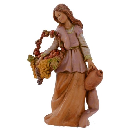 Giovane con cesto di frutta e brocca 12 cm Fontanini Mondo