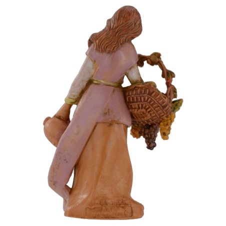 Joven con cesta de frutas y jarra 12 cm Fontanini Mundo
