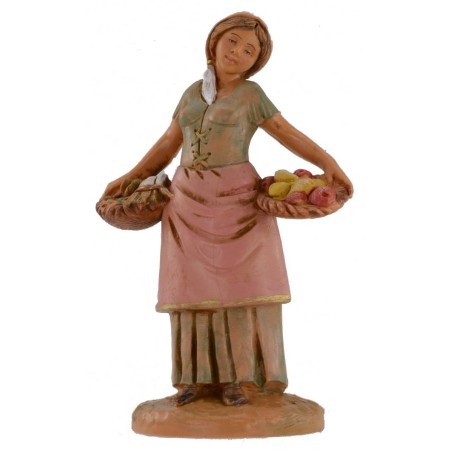 Woman with fruit baskets and vegetables 12 cm Fontanini
