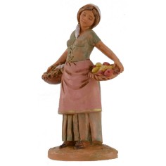 Mujer con cestas de frutas y verduras 12 cm Fontanini 2