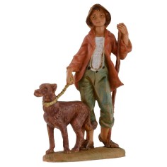 Young man walking with dog 12 cm Fontanini