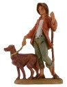 Young man walking with dog 12 cm Fontanini