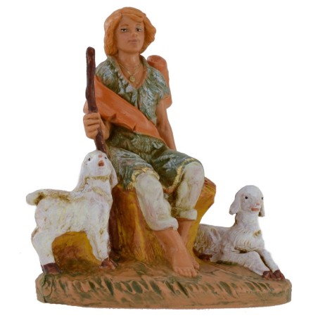 Pastor sitting with sheep 12 cm Fontanini