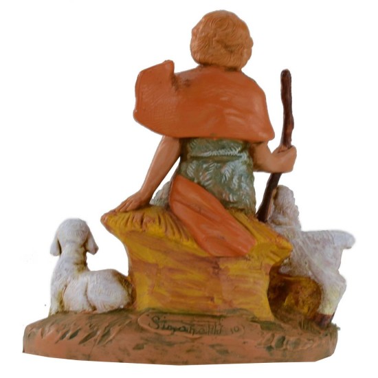 Pastor sitting with sheep 12 cm Fontanini