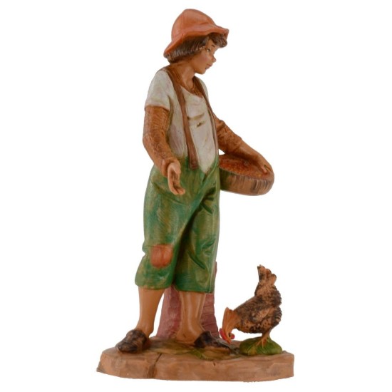 Contadino che ciba la gallina 12 cm Fontanini Mondo Presepi