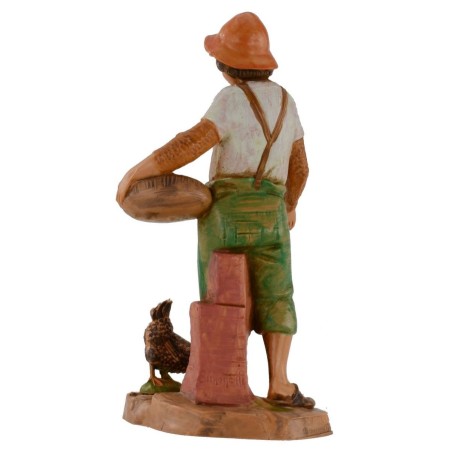 Contadino che ciba la gallina 12 cm Fontanini Mondo Presepi