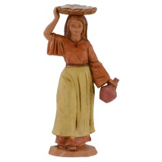 Mujer con cesta en la cabeza 12 cm Fontanini Mundo