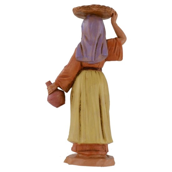 Mujer con cesta en la cabeza 12 cm Fontanini Mundo