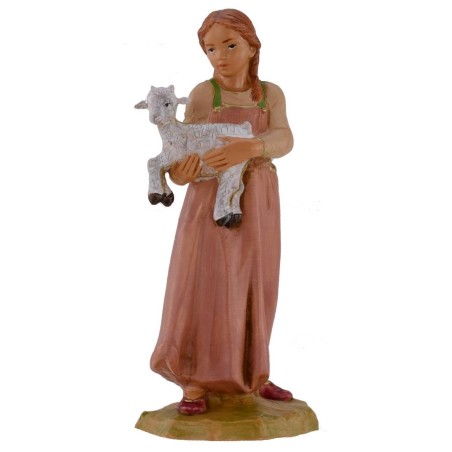 Bambina con capretta fra le braccia serie 19 cm Fontanini Mondo