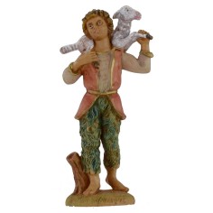 Buon pastore con pecora a spalle lux 12 cm in pvc Mondo Presepi