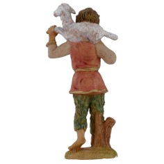 Buon pastore con pecora a spalle lux 12 cm in pvc Mondo Presepi 2