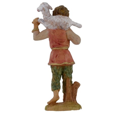 Buon pastore con pecora a spalle lux 12 cm in pvc Mondo Presepi