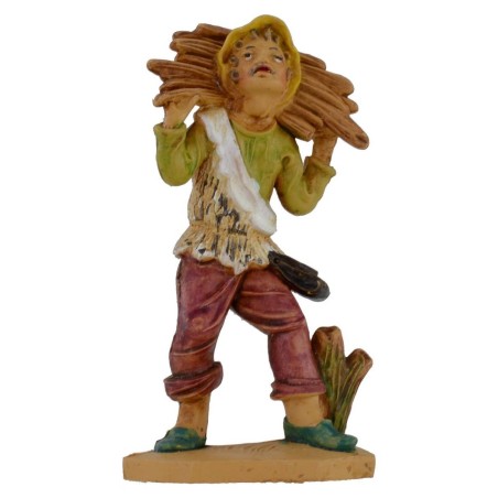 Boscaiolo con fascina di legna a spalle lux 12 cm in pvc Mondo