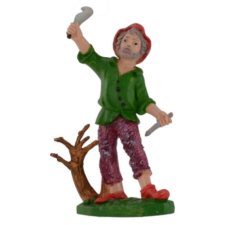 Boscaiolo con falcetto 10 cm in pvc Mondo Presepi
