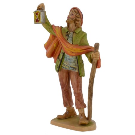 Pastore con lanterna lux 16 cm in pvc Mondo Presepi