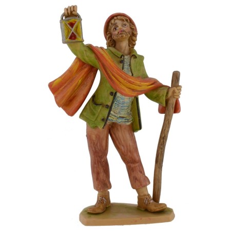 Pastore con lanterna lux 16 cm in pvc Mondo Presepi