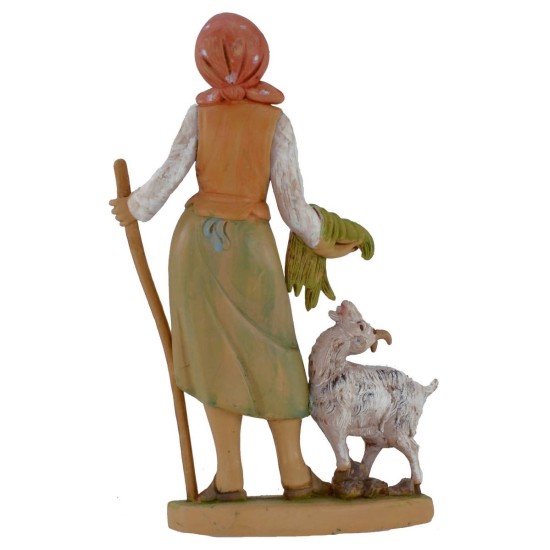 Contadina con capretta lux 16 cm in pvc Mondo Presepi