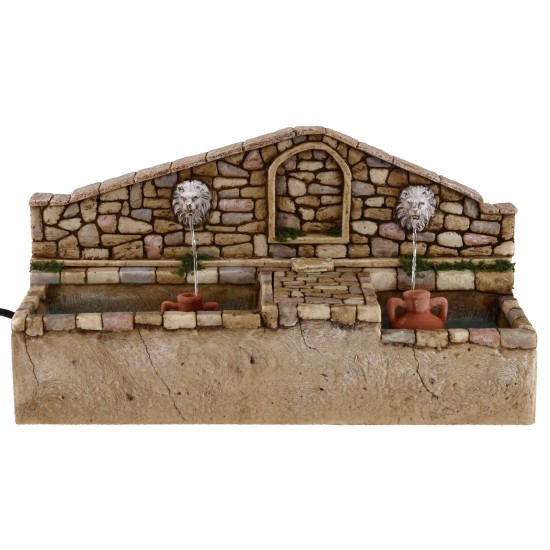 Fuente con leones de dos salidas de agua de 30x11x16,5 cm h.