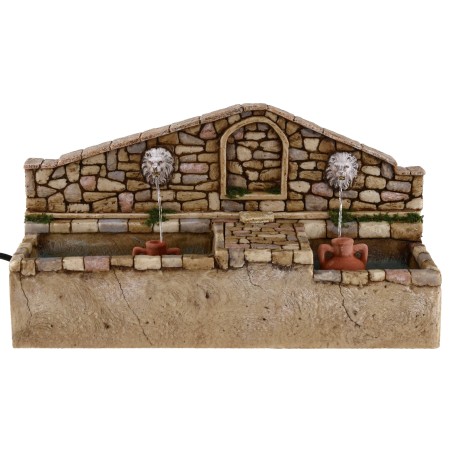 Fontana con leoni a due uscite d'acqua cm 30x11x16,5 h. Mondo
