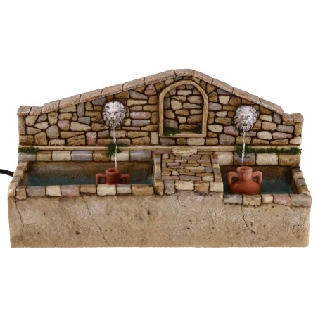 Fuente con leones con dos salidas de agua de 30x11x16,5 cm h. Mundo